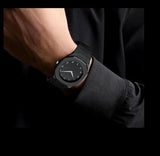 All-Black Men's Quartz Watch with Arabic Numerals