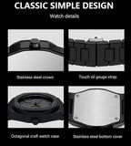 All-Black Men's Quartz Watch with Arabic Numerals
