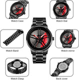 Men's Creative 3D Car Wheel Rotating Wrist Watch